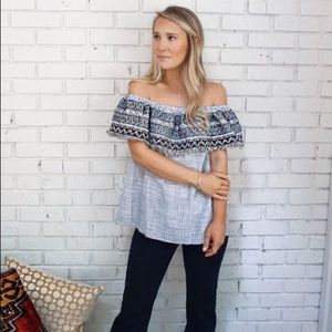 Off The Shoulder Embroidered Top